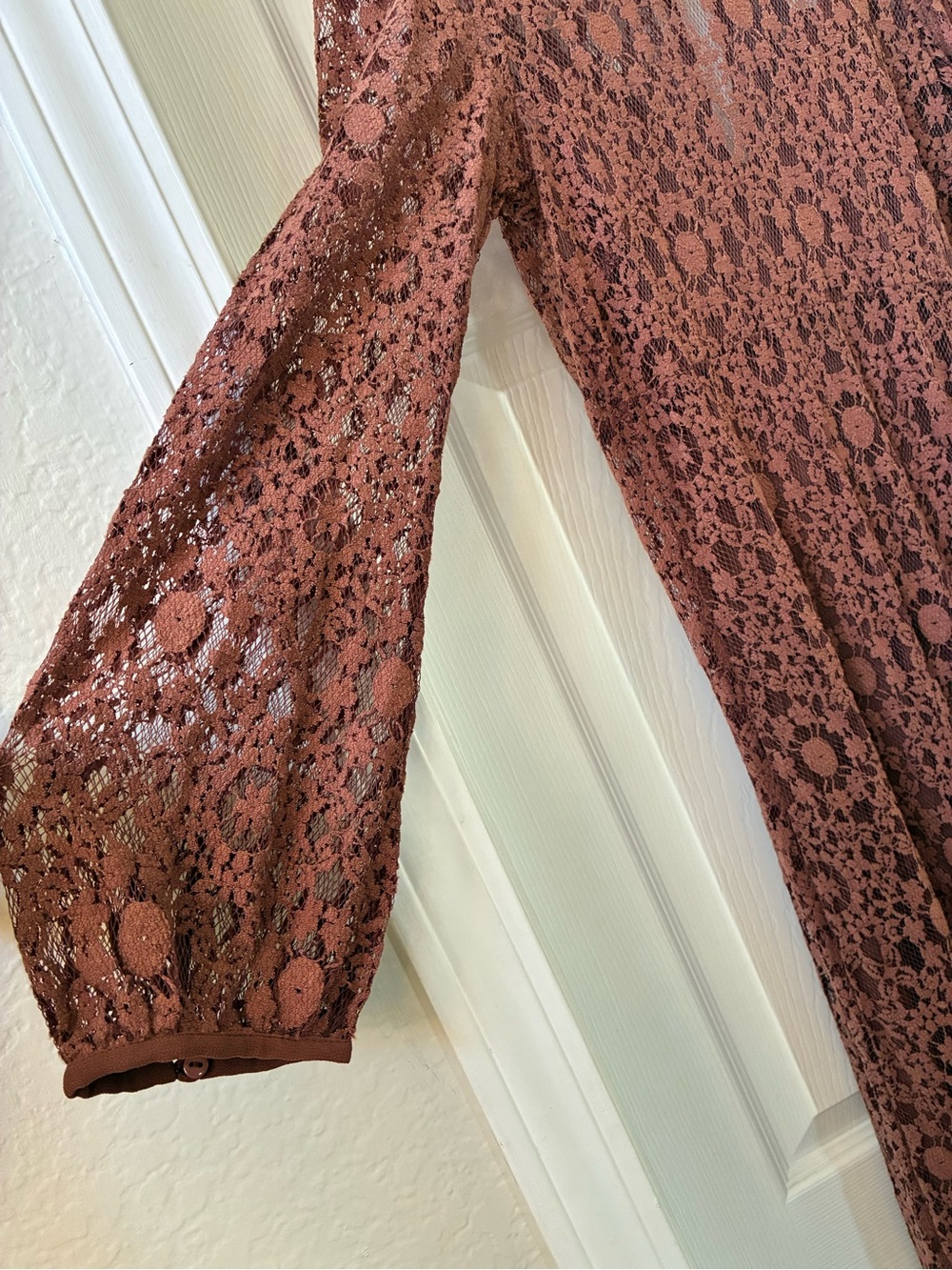 Zara Long-Sleeve Lace Maxi Dress in Dusty Rose - Picture 2 of 7